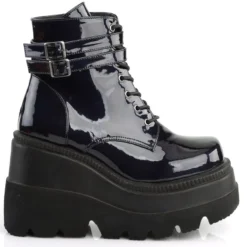Pleasers Demonia Holographic Black Stacked Platform Ankle Boots Shoes