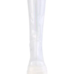 Pleasers Demonia Shaker White Holo Knee High Boots Shoes