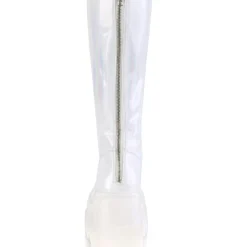 Pleasers Demonia Shaker White Holo Knee High Boots Shoes