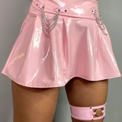 Rave Wonderland Shop 7 Bodyzone Skirts Sugar Baby Pink Chain Pleated Skirt
