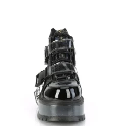 Pleasers Demonia Slacker Black Glitter Ankle Boots