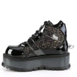 Pleasers Demonia Slacker Black Glitter Ankle Boots
