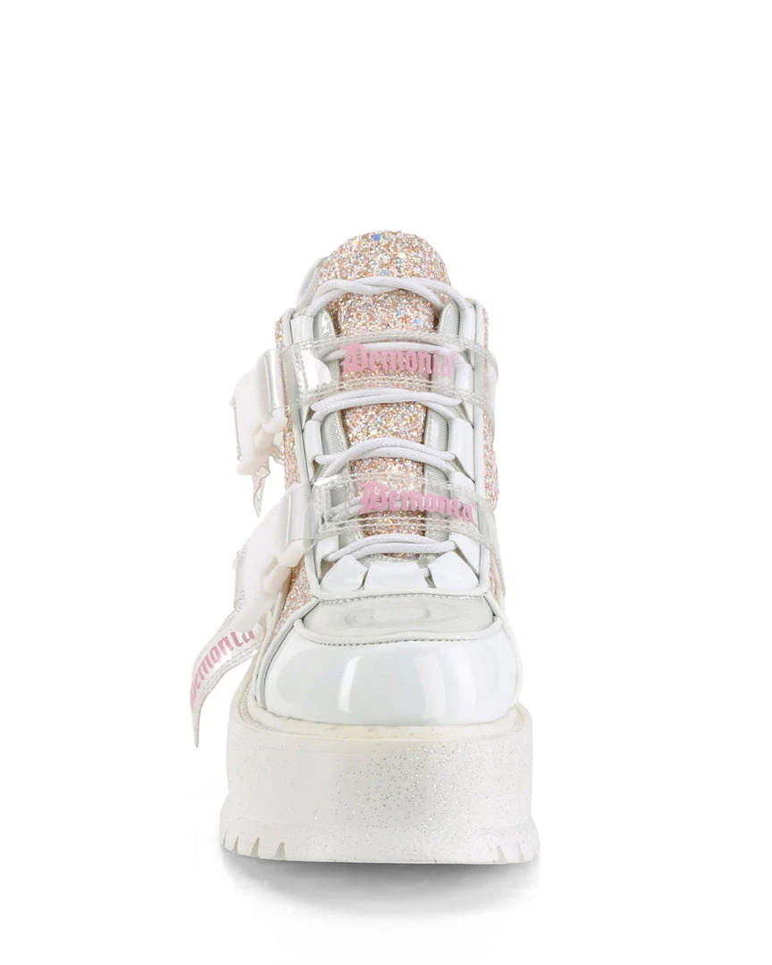 Pleasers Shoes Demonia Slacker White Holo Ankle Boots 4 Pleasers Shoes Demonia Slacker White Holo Ankle Boots