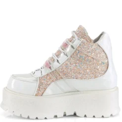 Pleasers Shoes Demonia Slacker White Holo Ankle Boots 11 Pleasers Shoes Demonia Slacker White Holo Ankle Boots