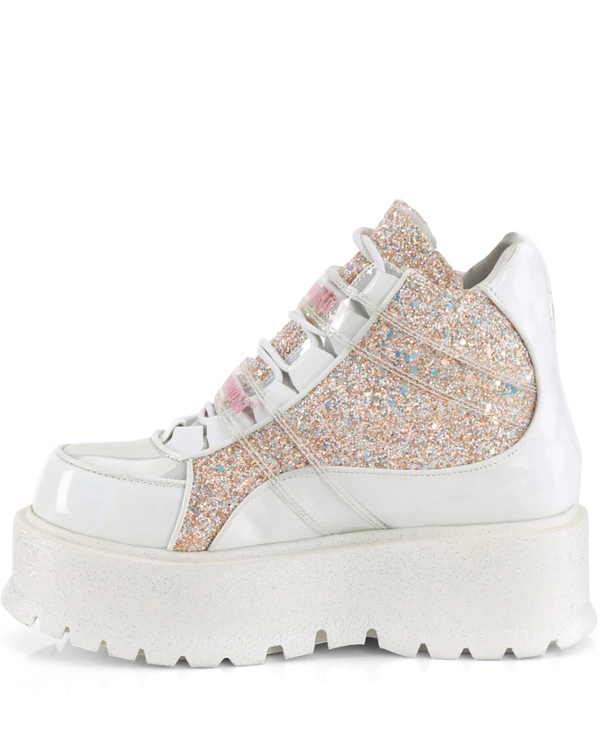 Pleasers Shoes Demonia Slacker White Holo Ankle Boots 5 Pleasers Shoes Demonia Slacker White Holo Ankle Boots