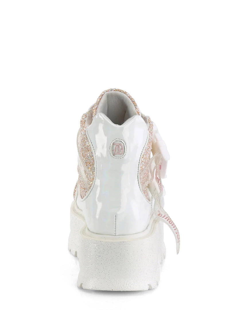 Pleasers Shoes Demonia Slacker White Holo Ankle Boots 6 Pleasers Shoes Demonia Slacker White Holo Ankle Boots