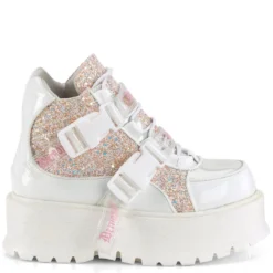 Pleasers Shoes Demonia Slacker White Holo Ankle Boots 13 Pleasers Shoes Demonia Slacker White Holo Ankle Boots