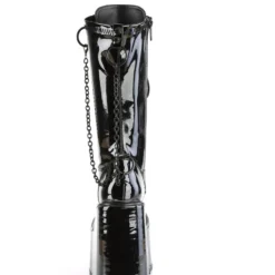 Pleasers Shoes Demonia Swing Patent Black Chain Knee-High Boots