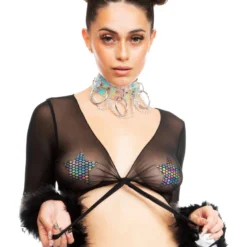 AE Bubble-icious Sheer Front-Tie Top New