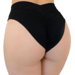 Shark Black Matte Solid Scrunch Back Booty Shorts