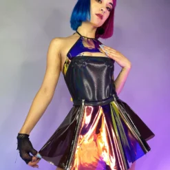 J. Valentine Cyber Prom Vinyl PVC Dual Zipper Skirt New