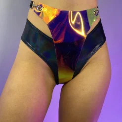 J. Valentine Womens Cyber Prom Holographic Vinyl PVC Overlay Shorts