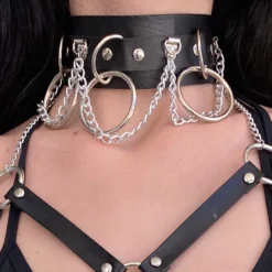 AE Accessories Black Chain Choker & Leash 2pc Set
