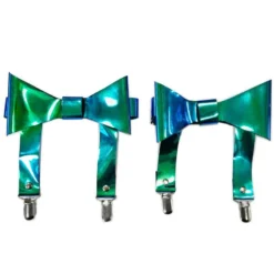 Daisy's Corsets Teal/Blue Holo Bow Leg Garters