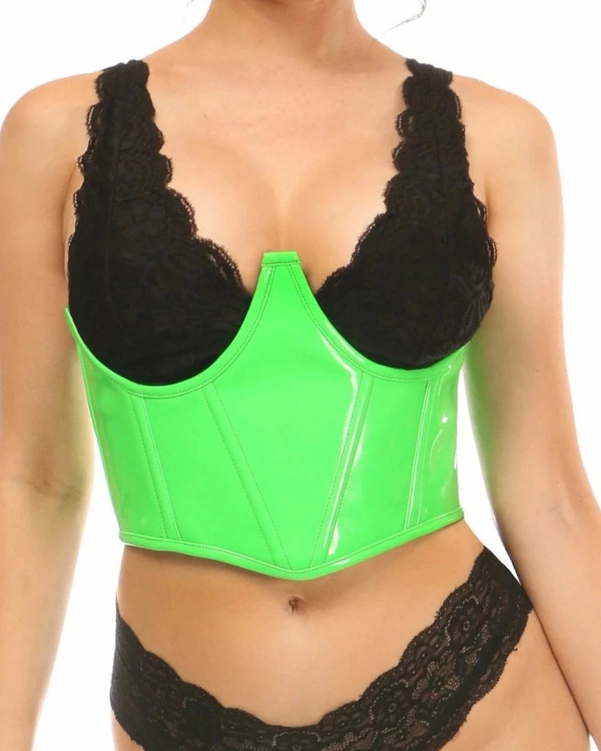 Daisy's Corsets Acid Green Patent Waist Cincher New 4 Daisy's Corsets Acid Green Patent Waist Cincher New