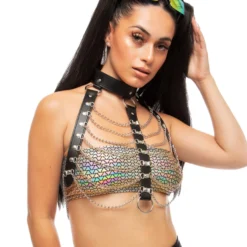 AE Heart Assassin Holographic Harness Chain Top