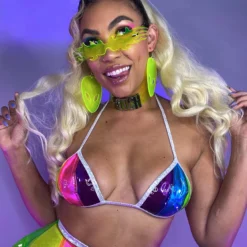 J. Valentine Beach Ball Rainbow Vinyl Triangle Top