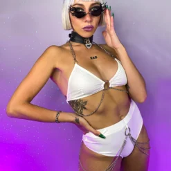 OhYes Fashion New Say A Prayer Cascading Chain High Waist Bottoms