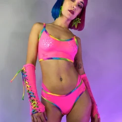 J. Valentine New Over The Rainbow Mesh Crop Tank