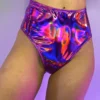J. Valentine Cyber Prom Holographic Vinyl PVC High Waist Shorts New
