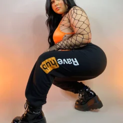 555stickers Rave Hub Black Sweatpants Womens