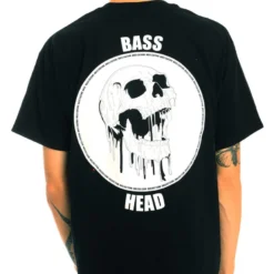 555stickers Mens Bass Head Melting Skull T