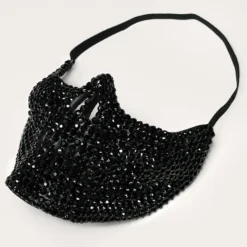 KBW Accessories Black Rhinestone Skull Half Face Mask