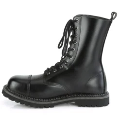 Pleasers Mens Demonia Black Patent Unisex Steel Toe Ankle Boot